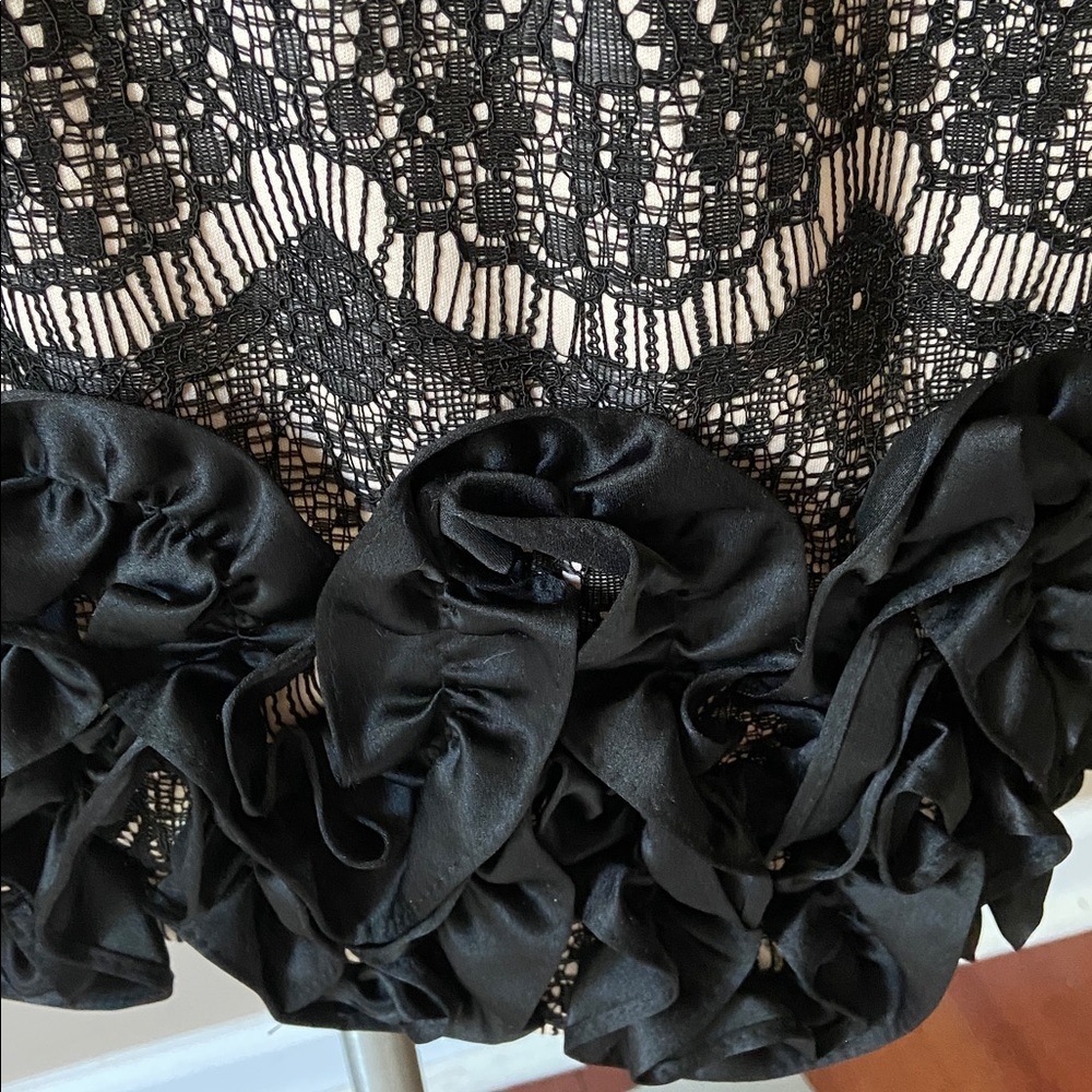 Donna Ricco Women’s Black Lace Sleeveless Dress With Ruffled Hem Size Medium - Picture 3 of 8